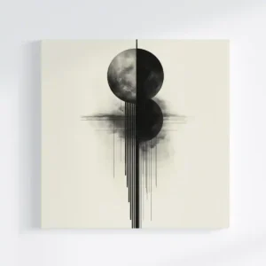 Artă abstractă modernă. Design cu cercuri negre, linii și textură subtilă. Decor minimalist.